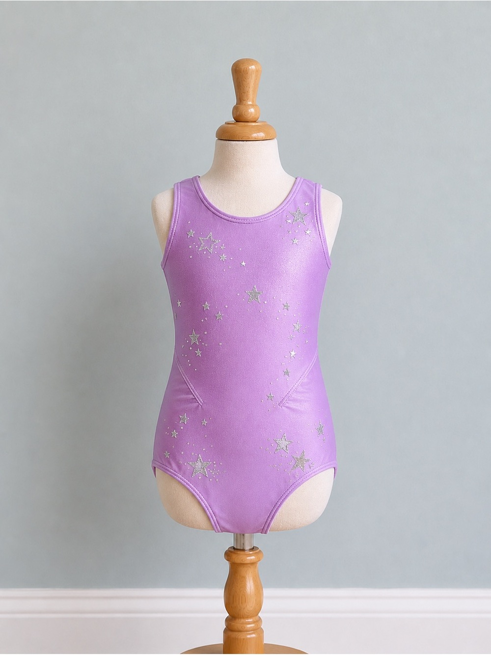 Justice Girl's Lavender Dance Leotard with Silver Star Accents